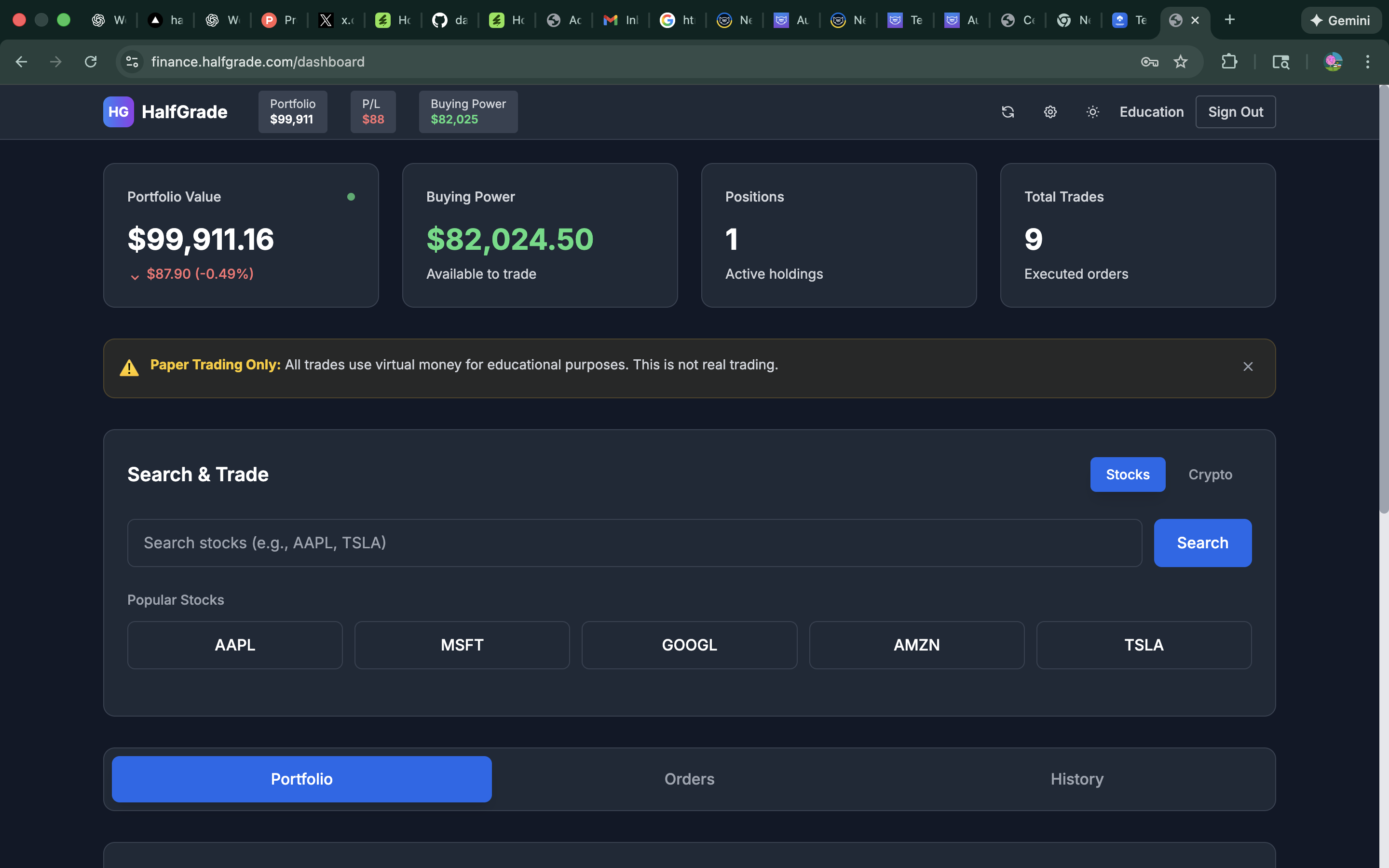 HalfGrade Finance Landing Page