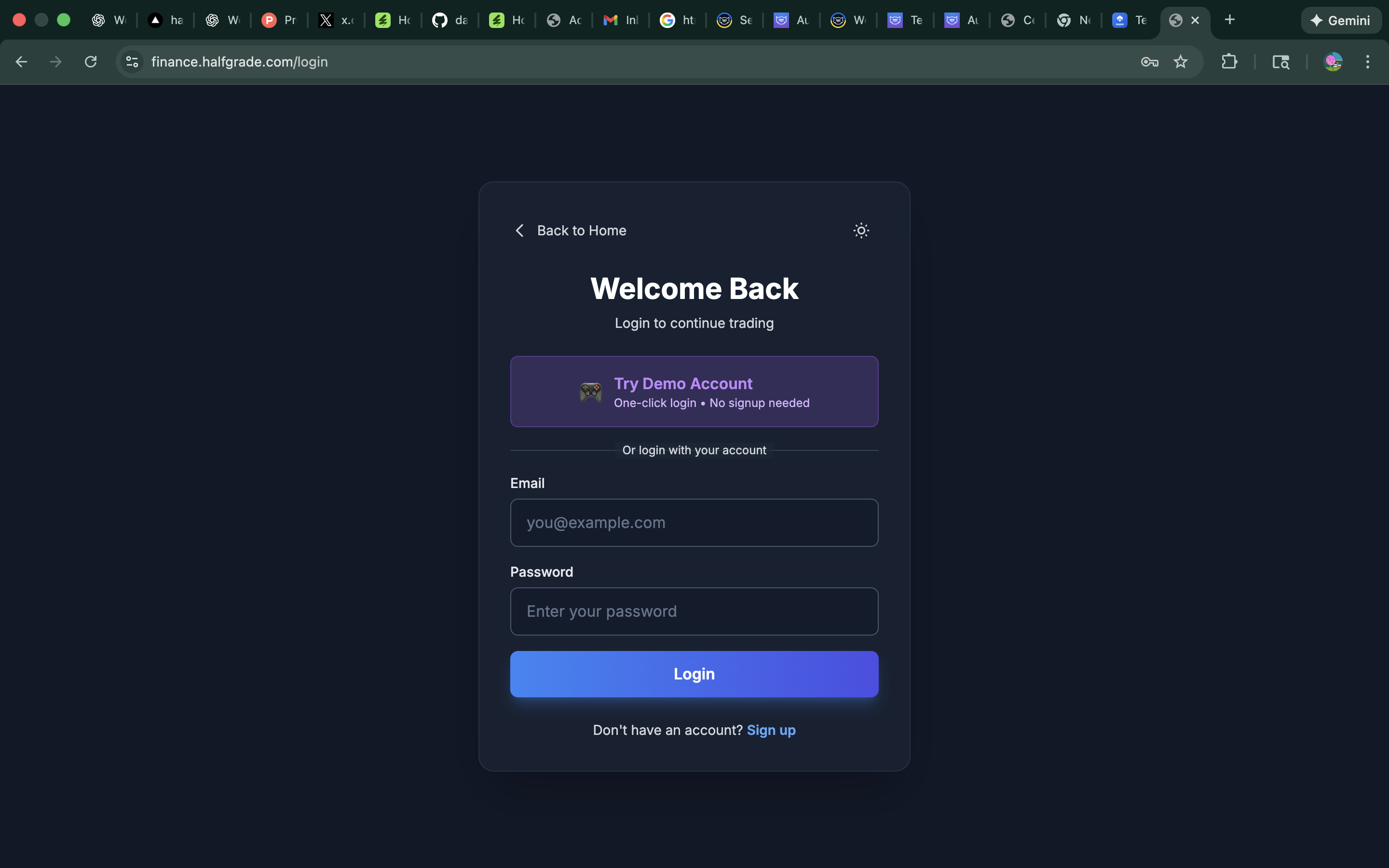 HalfGrade Finance Login