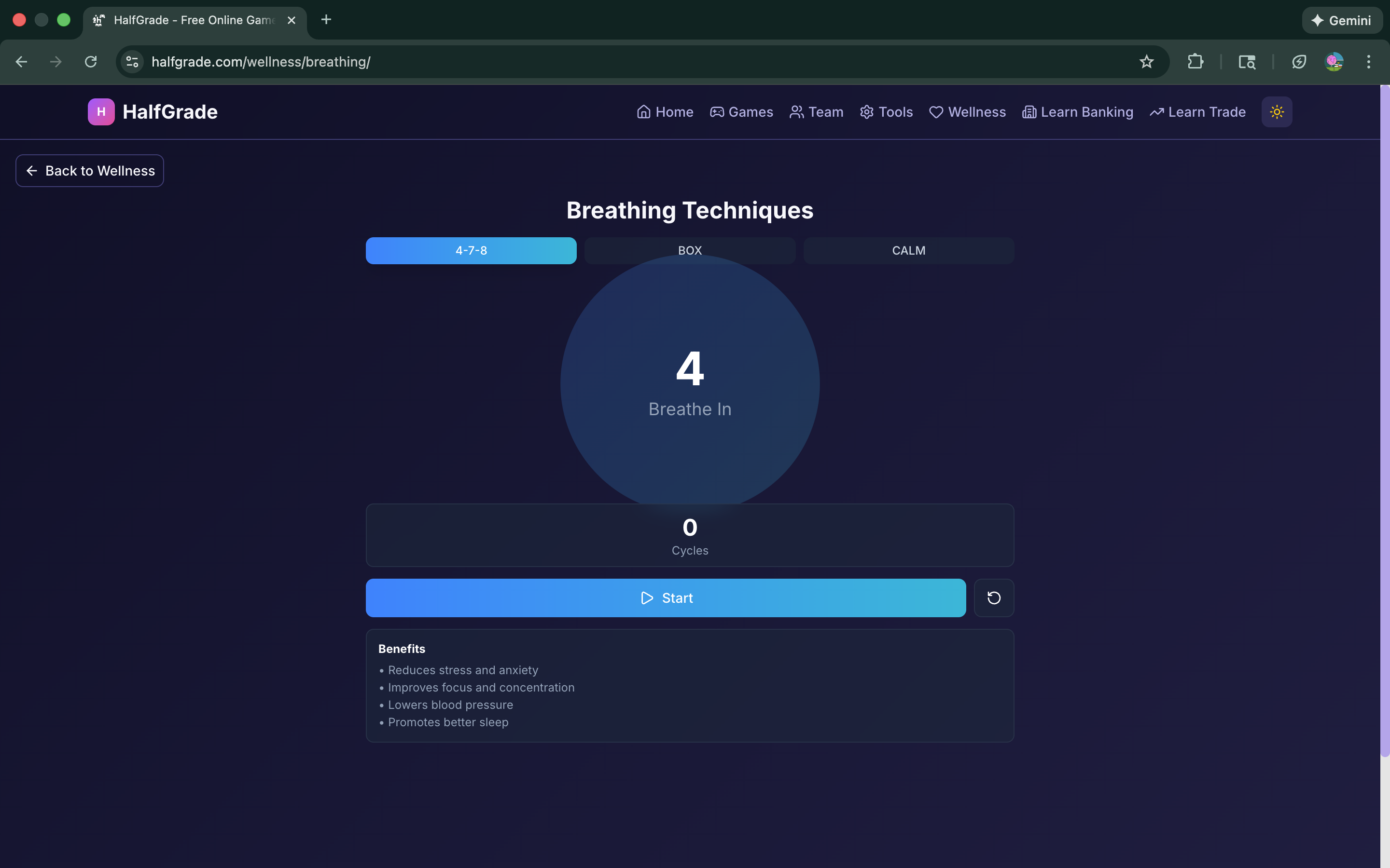 HalfGrade Breathing Exercise