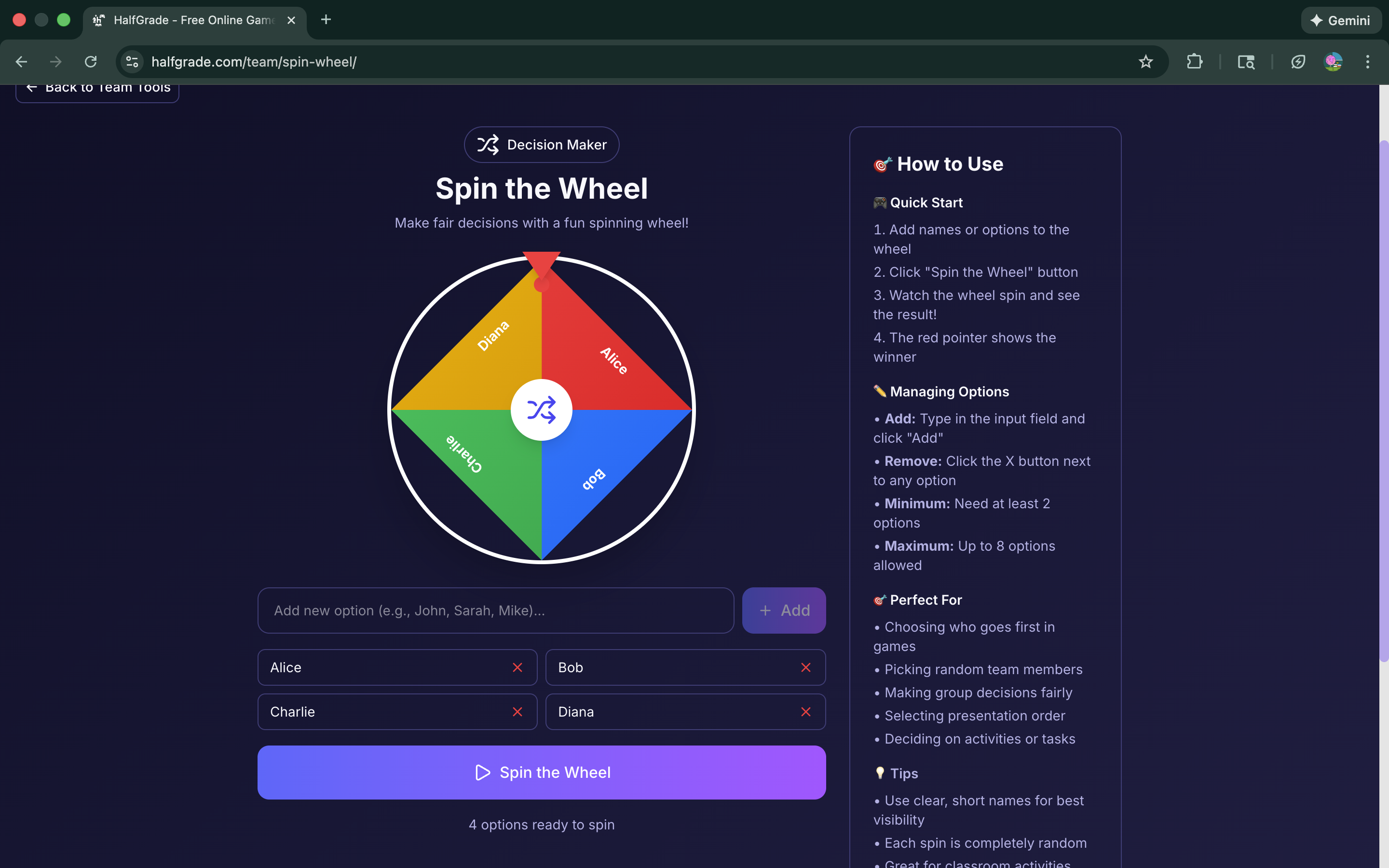 HalfGrade Spin Wheel Tool