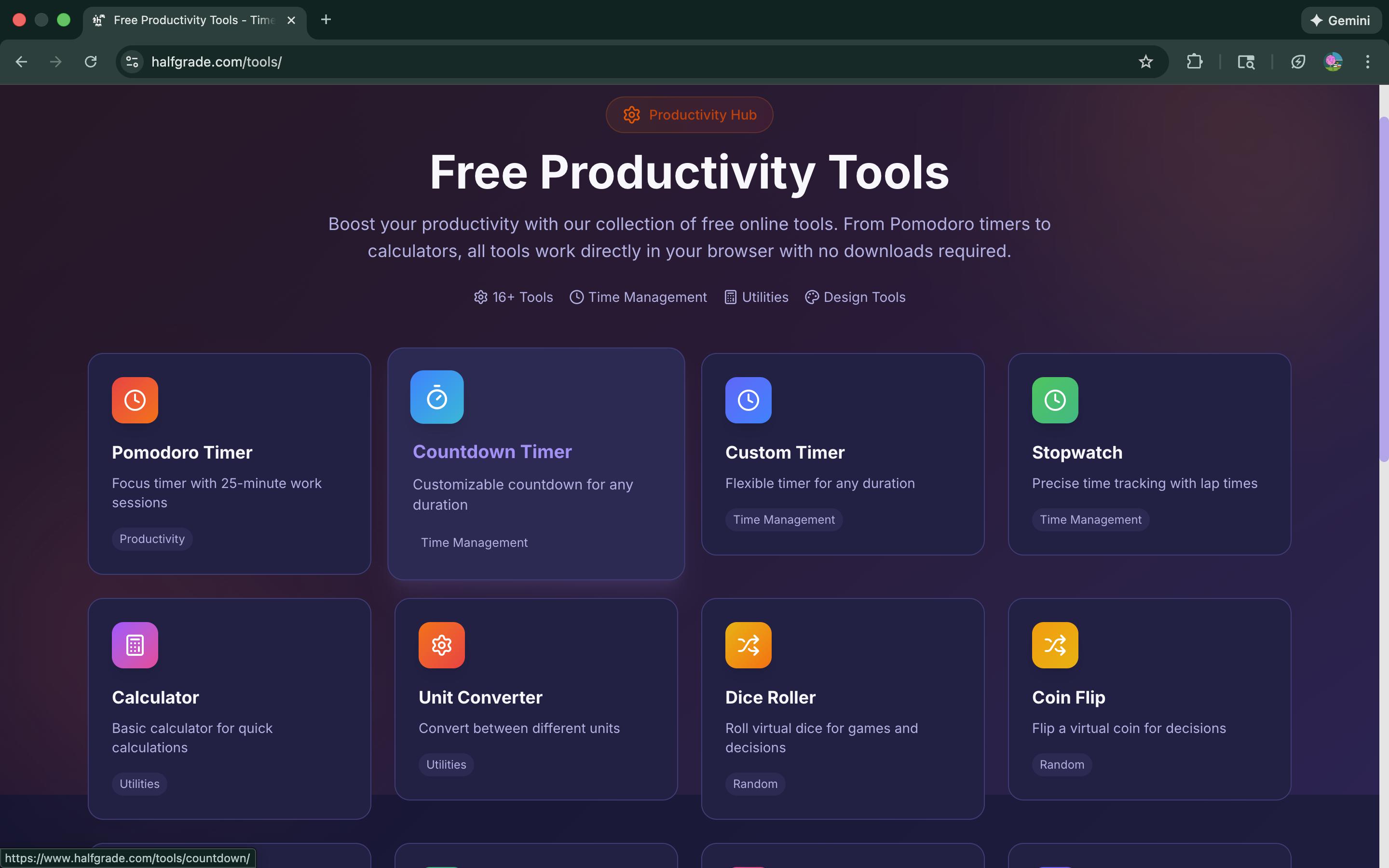 HalfGrade Tools Section